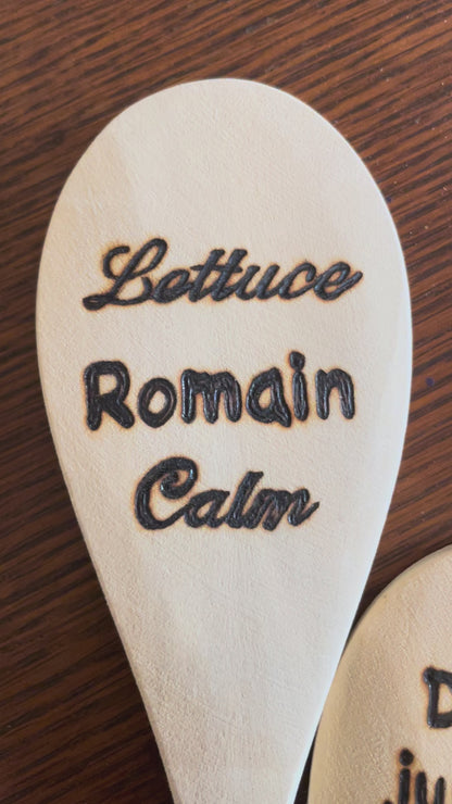 Wooden Cooking Spoons| Rubberwood 14"| Eco-friendly| Quotes| Kitchen Utensils