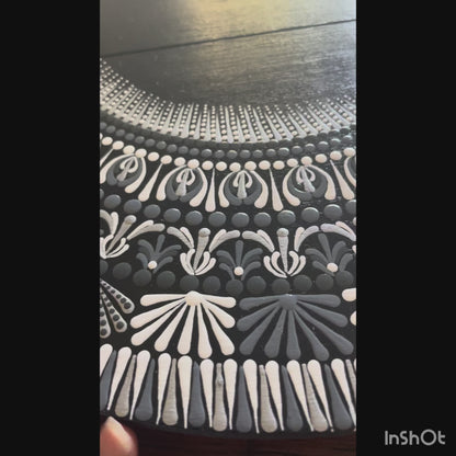 Lazy Susan with Gray and White Mandala Design