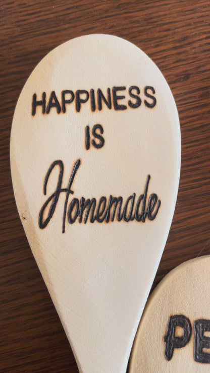 Wooden Cooking Spoons| Rubberwood 14"| Eco-friendly| Quotes| Wood Burned Spoons| Kitchen