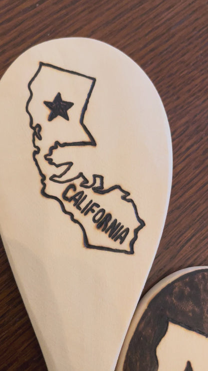 Rubberwood 14" Cooking Spoons| Eco-friendly| Designs| California Lovers| Black Bear