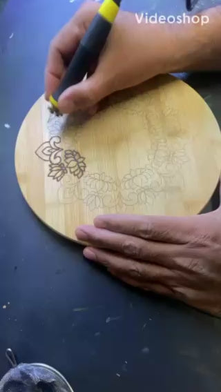 Bamboo Lazy Susan 10" Wood Burned by Hand
