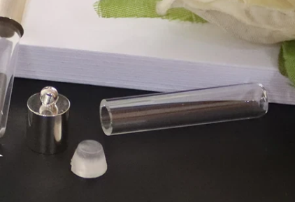 Long Wide Glass Vial Necklace or Keychain Writing on a Grain of Rice Jewelry