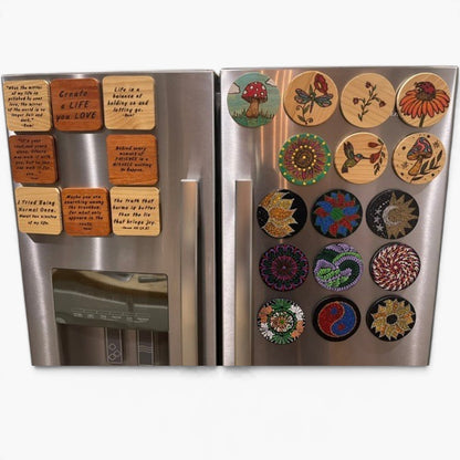 Square Wooden Fridge Magnets with Quotes
