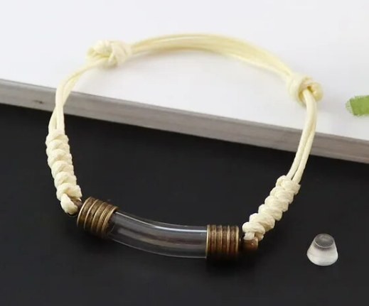 Pulsera unisex para hombre y mujer, color blanco, escritura en arroz, joyería de regalo hecha a mano