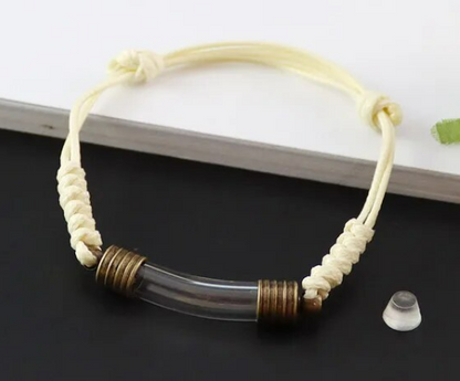 Pulsera unisex para hombre y mujer, color blanco, escritura en arroz, joyería de regalo hecha a mano