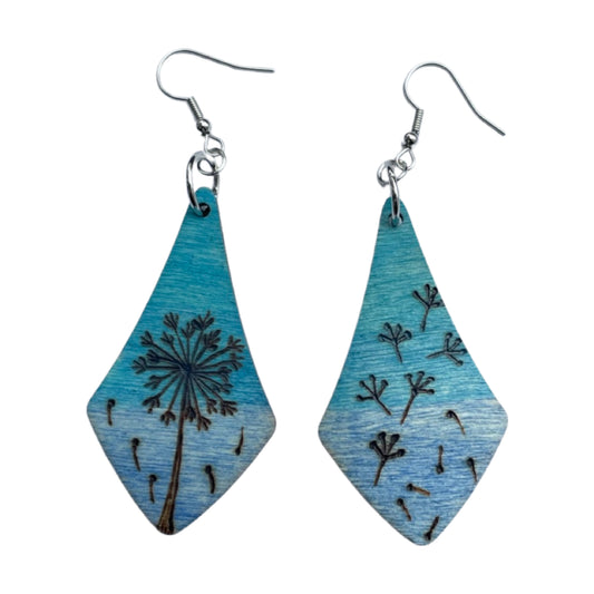 Pendientes Make a Wish Madera hecha a mano quemada y pintada Moda Lágrima ligera