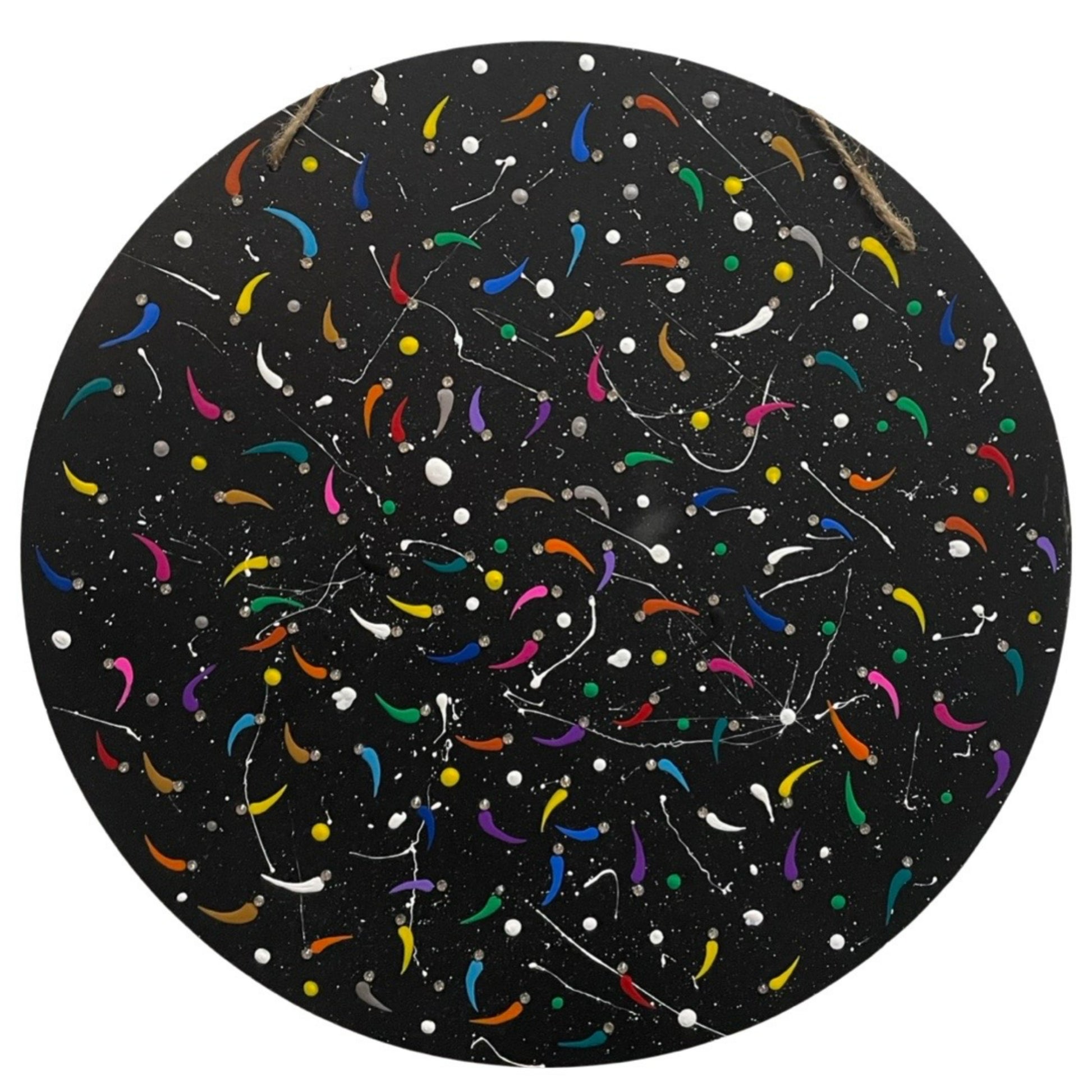 Stars of the Universe Abstract Dot Art on Wooden Plaque - East West Art Creations