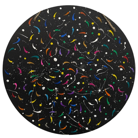 Stars of the Universe Abstract Dot Art on Wooden Plaque - East West Art Creations