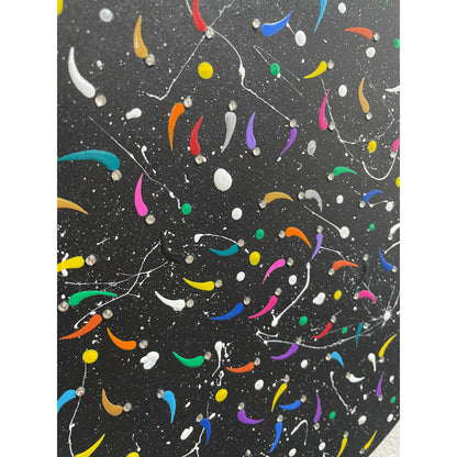 Stars of the Universe Abstract Dot Art on Wooden Plaque - East West Art Creations
