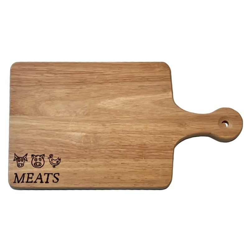 Tabla de mantequilla de carnes Tabla de cortar Madera hecha a mano Arte quemado