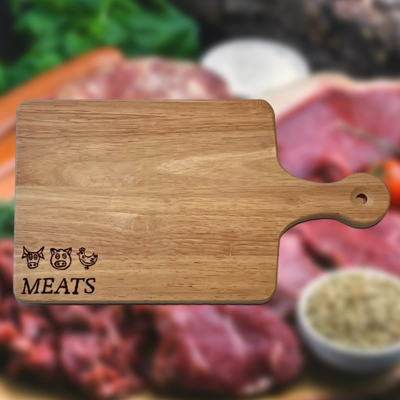 Tabla de mantequilla de carnes Tabla de cortar Madera hecha a mano Arte quemado