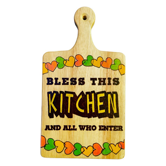 Bless This Kitchen Butter Board Cutting Board Wood Burned Art - East West Art Creations