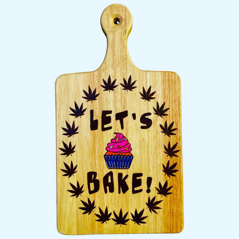 Let's Bake Cupcakes Butter Board Cutting Board Wood Burned Art - East West Art Creations