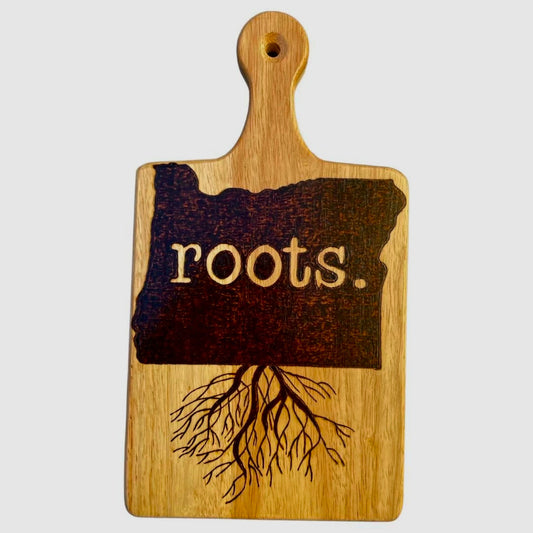 Oregon Roots Butter Board Cutting Board Wood Burned Art - East West Art Creations