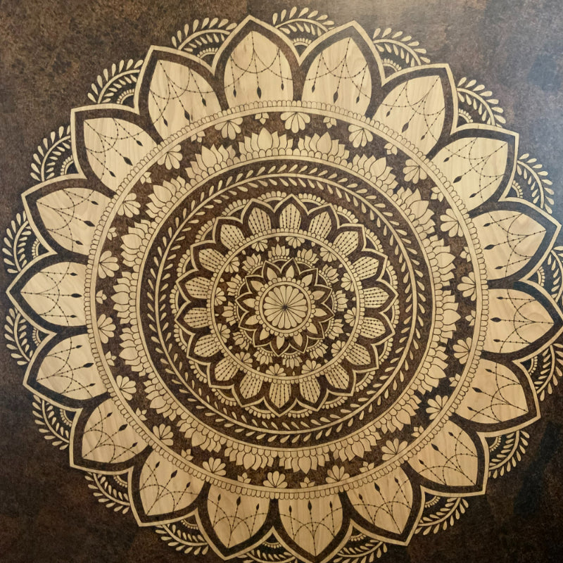 Framed Big Mandala Handmade Wood Burned Art on Birch Plywood - East West Art Creations