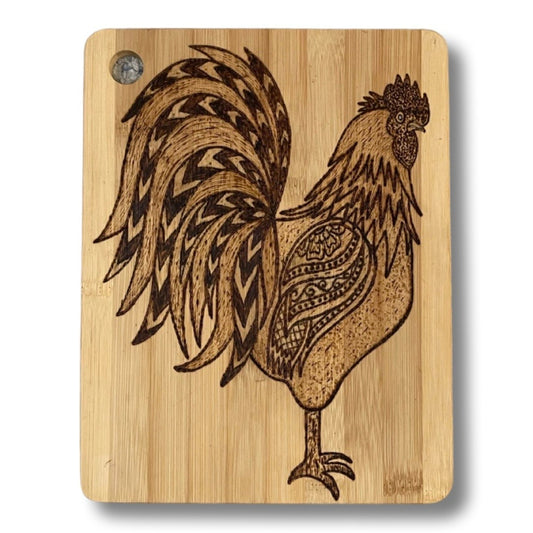 Rooster Cutting Board Wood Burned Kitchen Decor - East West Art Creations