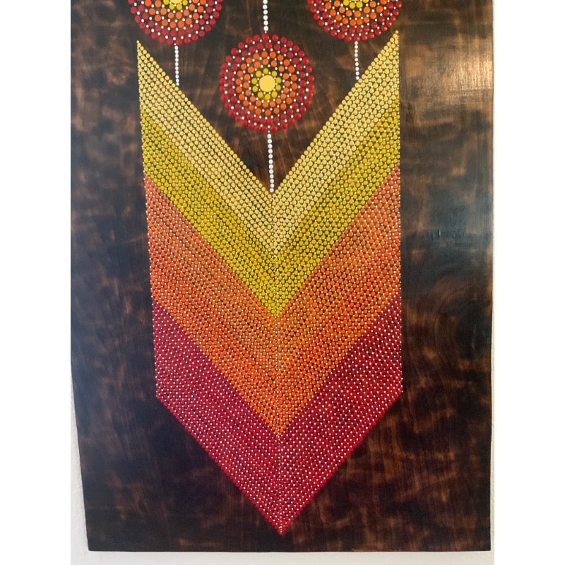 Dream Catcher Dot Art Pintura Madera Quemada Arte de pared hecho a mano