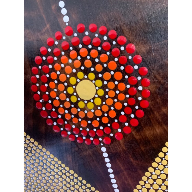 Dream Catcher Dot Art Pintura Madera Quemada Arte de pared hecho a mano