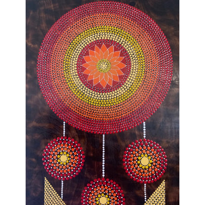Dream Catcher Dot Art Pintura Madera Quemada Arte de pared hecho a mano
