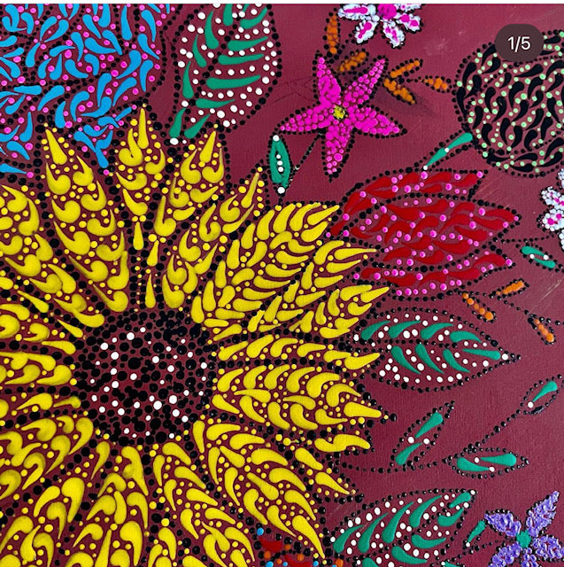 Multi-Color Floral Arrangements Dot Art - East West Art Creations