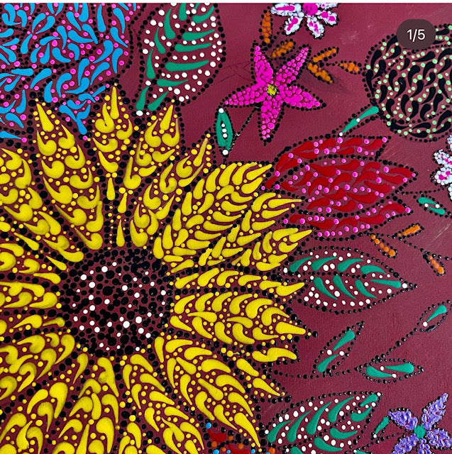 Multi-Color Floral Arrangements Dot Art - East West Art Creations