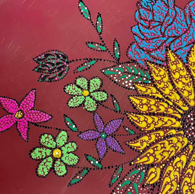 Multi-Color Floral Arrangements Dot Art - East West Art Creations