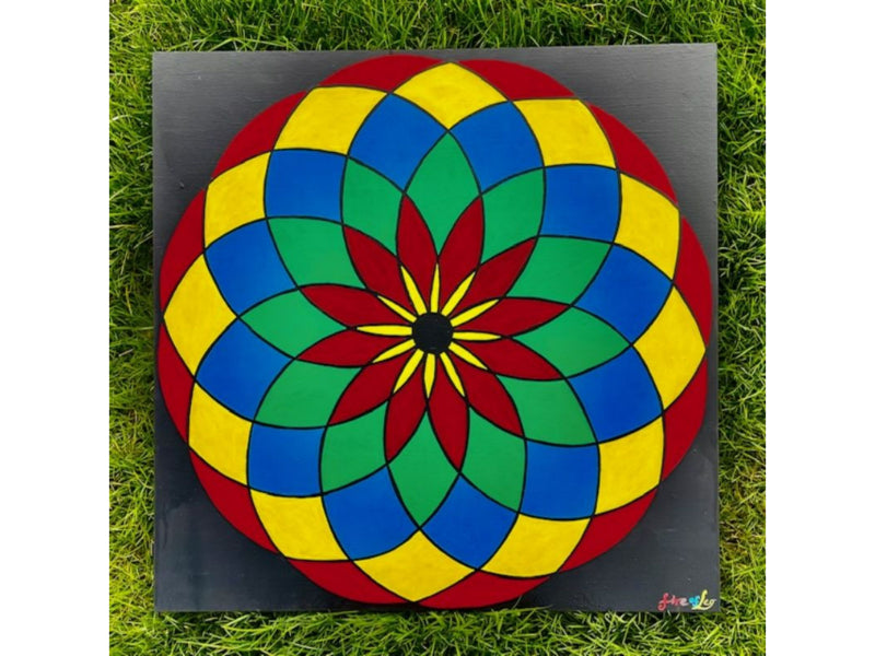 Optical Illusion Mandala on Birch Plywood Wood Burned Wall Art - East West Art Creations