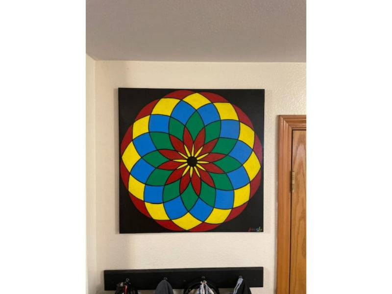 Optical Illusion Mandala on Birch Plywood Wood Burned Wall Art - East West Art Creations