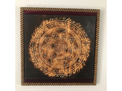 Scorched Beauty Carved Mandala Wood Burned Wall Art on Plywood - East West Art Creations
