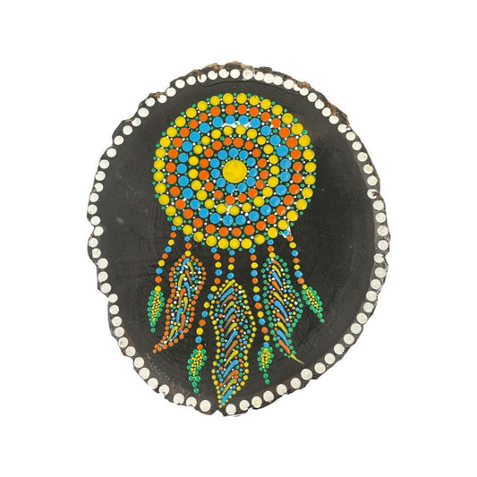 Dream Catcher Feathers Dot Art on Basswood - East West Art Creations